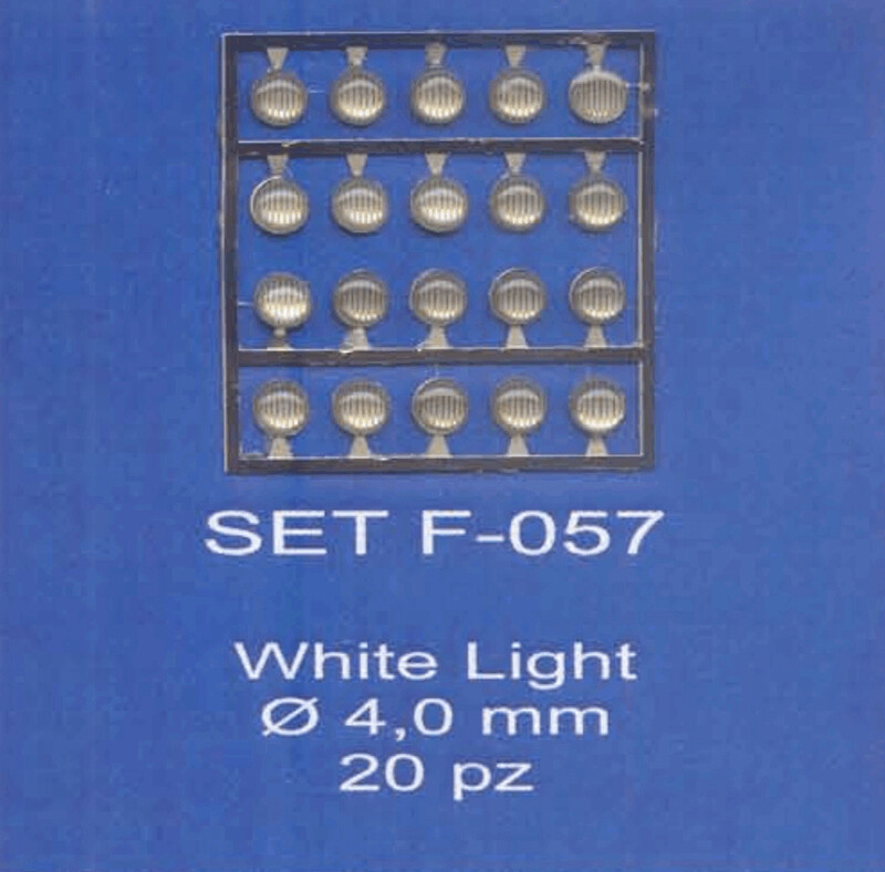 ABC ACCESSORI-SPARE PARTS SETF057 FARI BIANCHI RIGATI/LINED WHITE HEADLIGHTS Ø 4