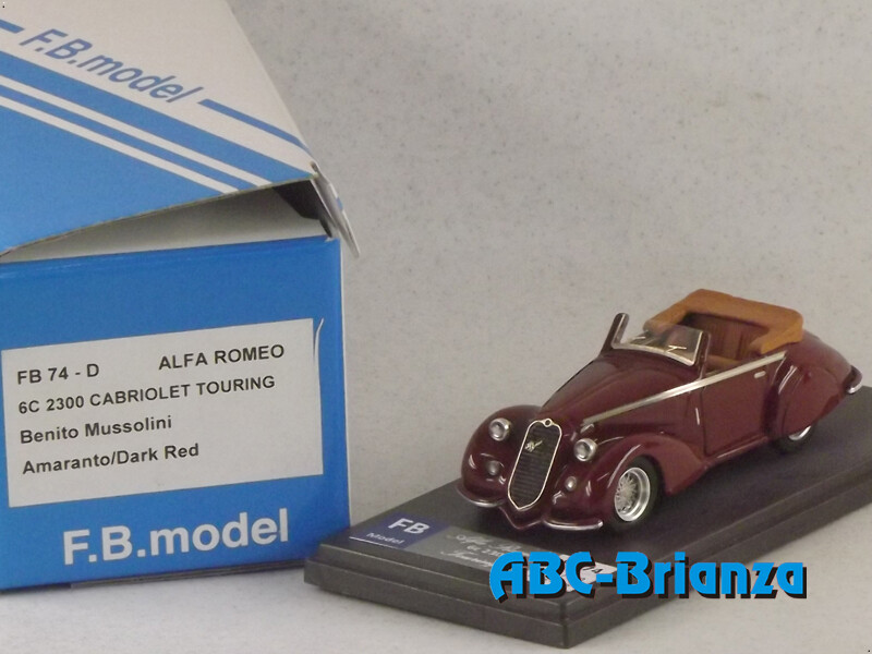 FB MODEL FBM074D ALFA ROMEO 6C 2300 CABRIOLET TOURING BENITO MUSSOLINI DARK RED