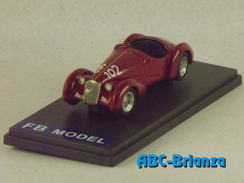 FB MODEL FBM077D ALFA ROMEO 6C 2300 SPIDER CORTESE ZAGATO PONTEDECIMO-GIOVI 1938 #102 BALESTRIERI RED
