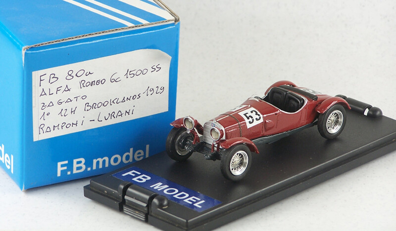 FB MODEL FBM080A ALFA ROMEO 6C 1750 SS ZAGATO 1°  12h BROOKLANDS 1929 #53 RAMPONI-LURANI
