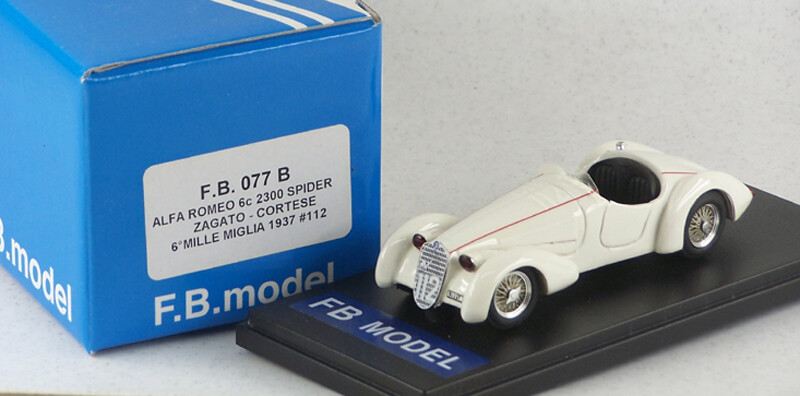 FB MODEL FBM077B ALFA ROMEO 6c 2300 SPIDER CORTESE ZAGATO 6°MILLE MIGLIA 1937 #112 CORTESE