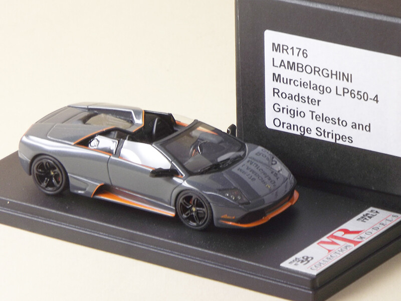 MR COLLECTION MR176 LAMBORGHINI MURCIELAGO LP650-4 ROADSTER GRIGIO TELESTO AND ORANGE STRIPES