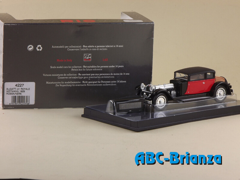 RIO MODEL RIO4227 BUGATTI 41 ROYALE WEYMANN 1929 ROSSA NERA