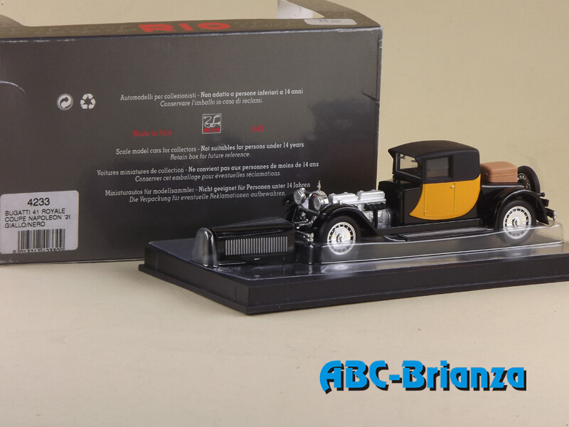 RIO MODEL RIO4233 BUGATTI 41 ROYALE COUPE NAPOLEON '21 GIALLO/NERO