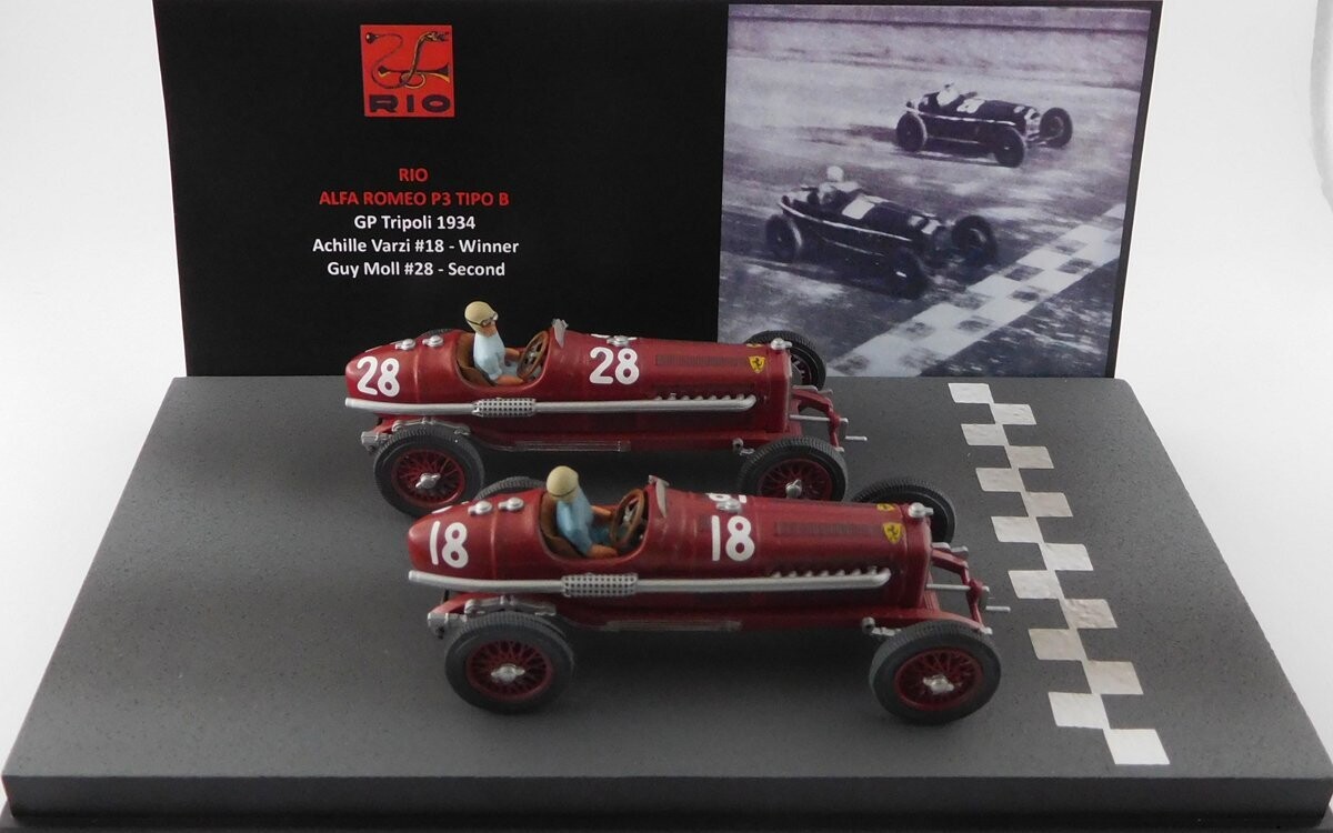 RIO MODEL RIO4660-P  ALFA ROMEO P3 - G.P. di Tripoli 1934 - Varzi #18 WINNER / Moll #28 2° DIORAMA