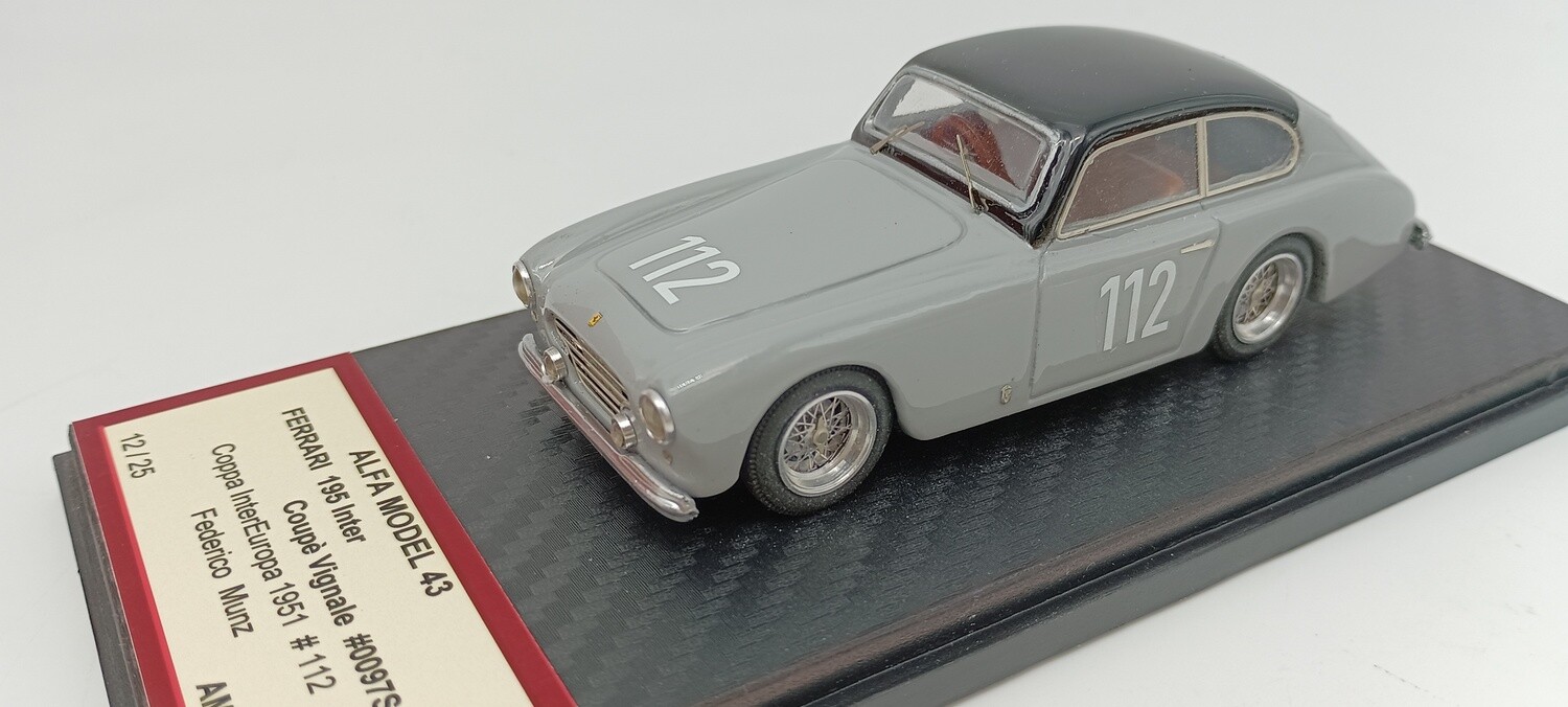 ALFA MODEL 43 AM43F289 FERRARI 195 INTER COUPE VIGNALE COPPA INTEREUROPA 1951 N.112 MUNZ
