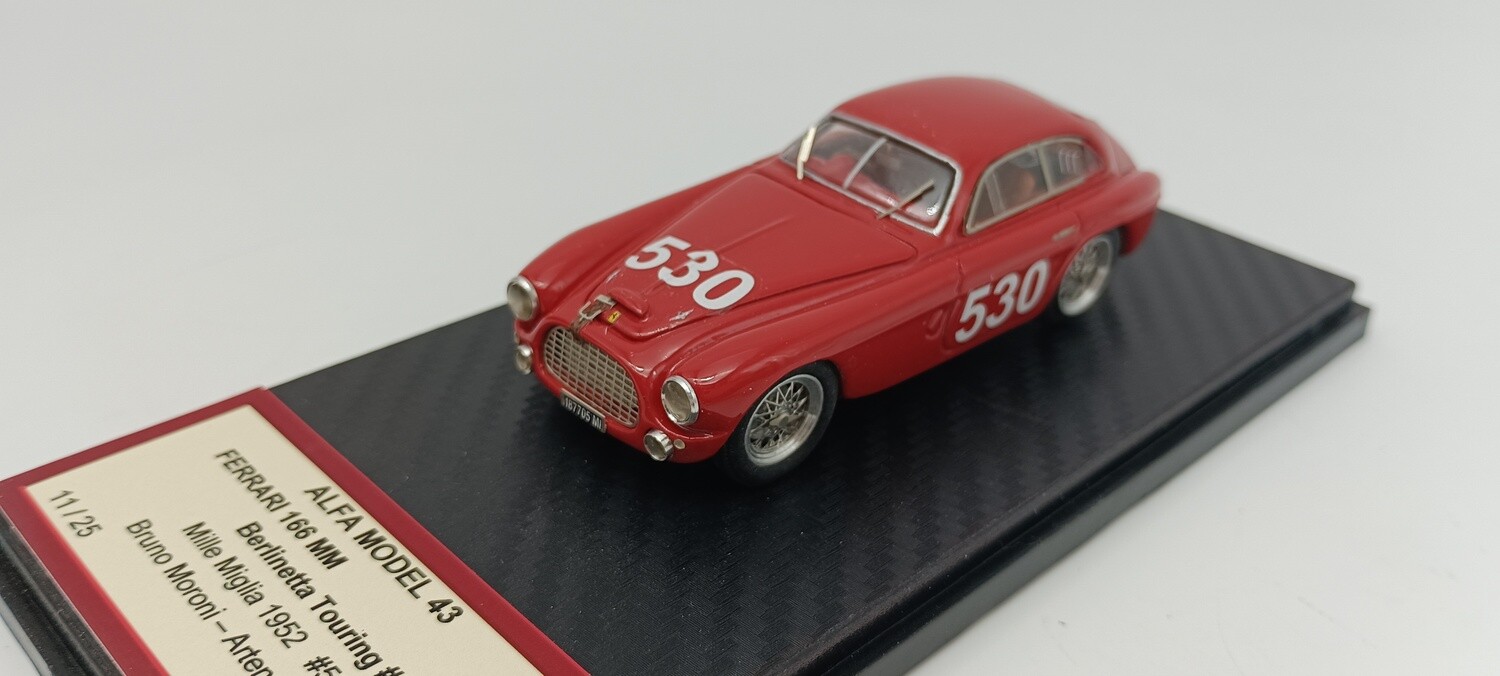 ALFA MODEL 43 AM43F274 FERRARI 166 MM N.0048M BERLINETTA TOURING MILLE MIGLIA 1952 N.530 MORONI - CARTA