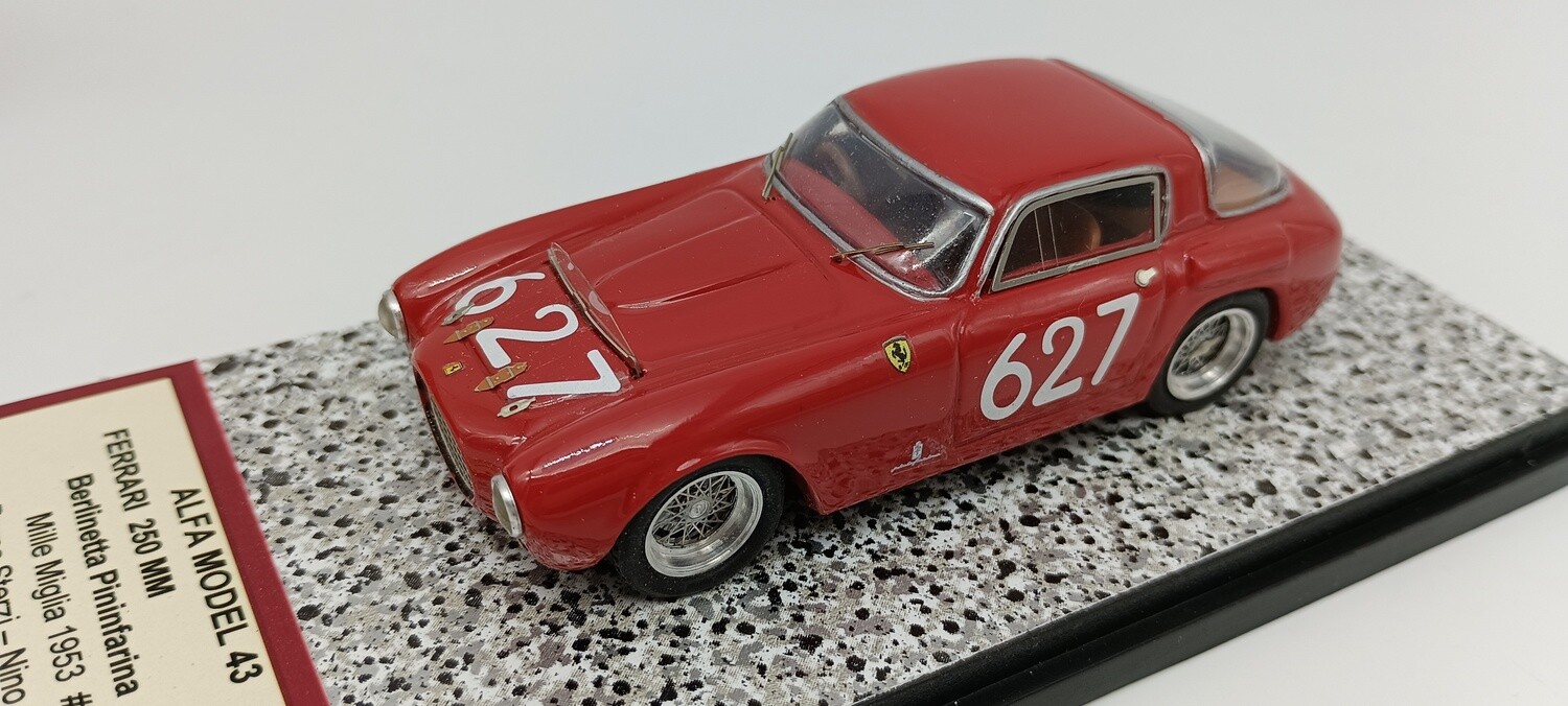 ALFA MODEL 43 AM43F297 FERRARI 250 MM BERLINETTA PININFARINA N.0258MM MILLE MIGLIA 1953 N.627 STERZI - ROVELLI