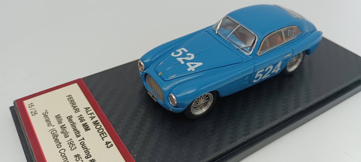 ALFA MODEL 43 AM43F277 FERRARI 166 MM N.0042M BERLINETTA TOURING MILLE MIGLIA 1953 N.524 CORNACCHIA