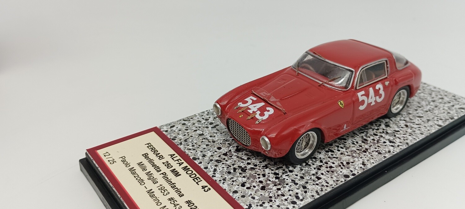 ALFA MODEL 43 AM43F294 FERRARI 250 MM BERLINETTA PININFARINA N.0254MM MILLE MIGLIA 1953 N.543 MARZOTTO - MARINI