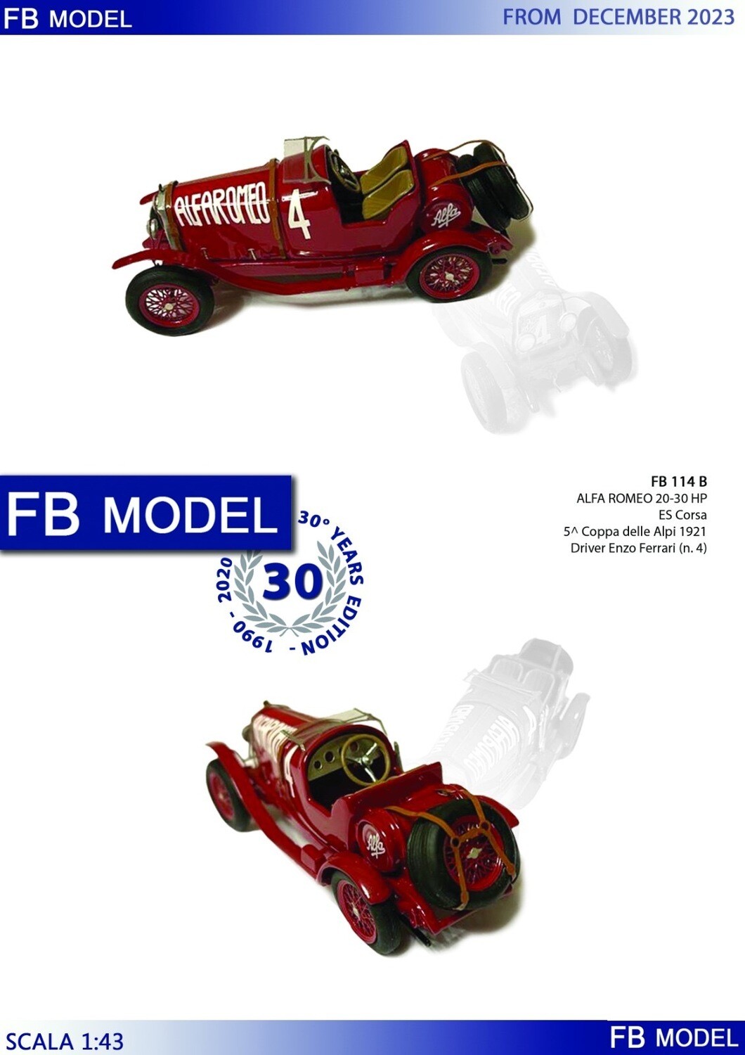 FB MODEL FBM114B ALFA ROMEO 20-30 HP ES CORSA 5° Coppa delle Alpi 1921 Enzo Ferrari #4