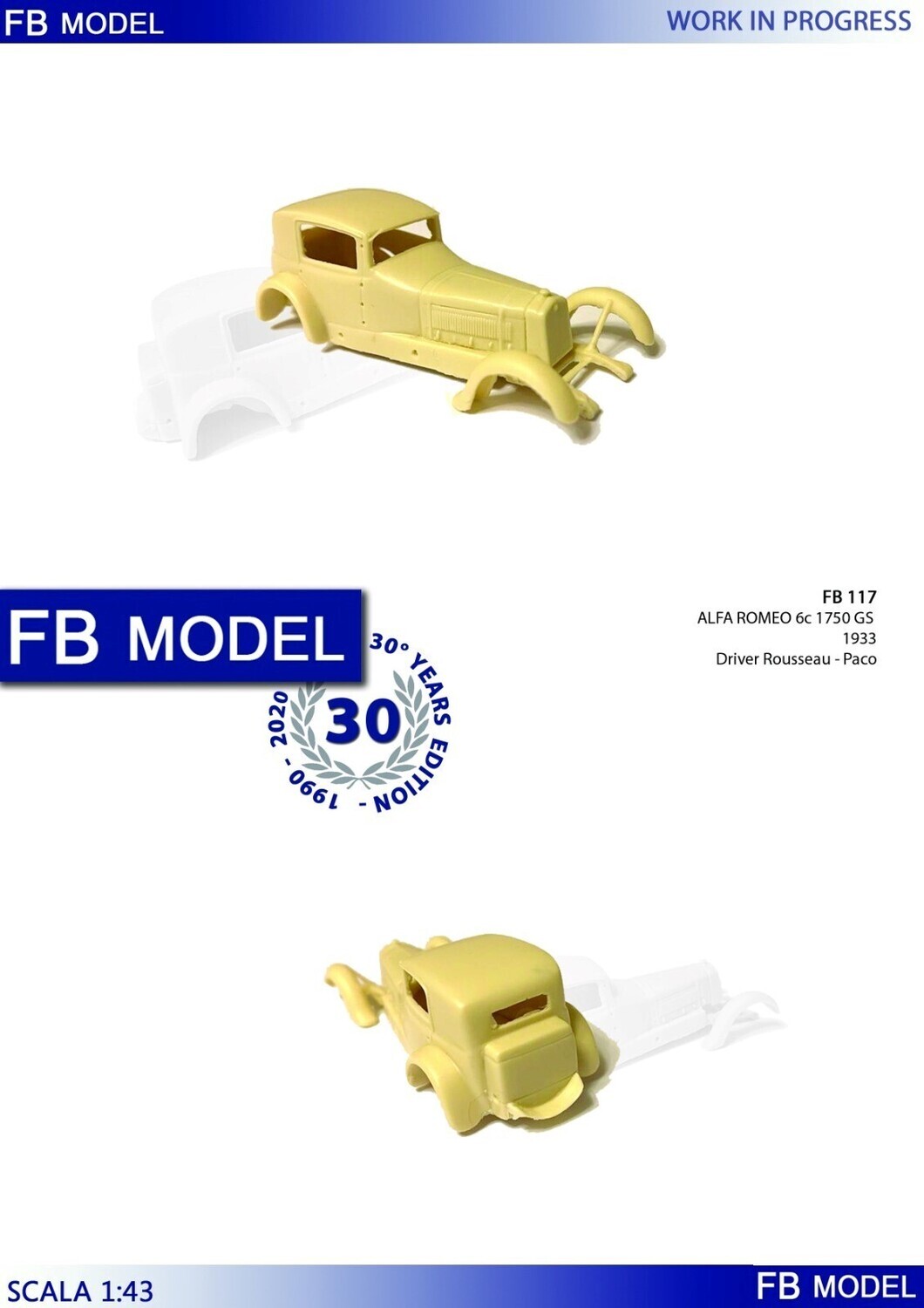 FB MODEL FBK117B ALFA ROMEO 6c 1750 GS Berlina Grümmer Street Light blue - Dark Blue