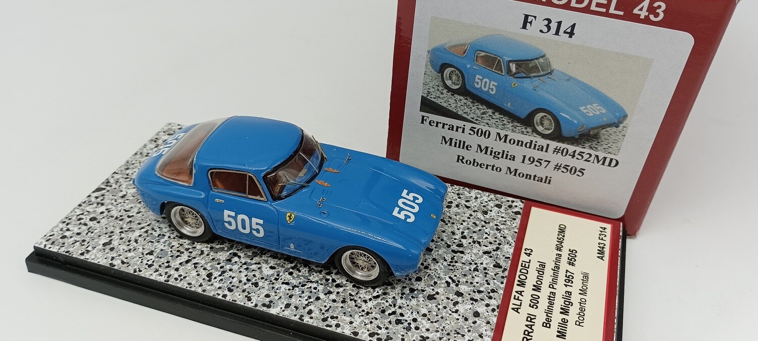 ALFAMODEL AM43F314 FERRARI 500 MONDIAL#0452MD MILLE MIGLIA 1957 #505 ROBERTO MONTALI
