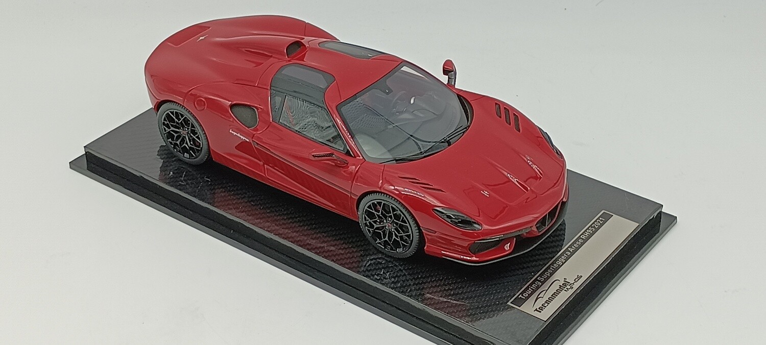 TECNOMODEL TM18-286E FERRARI ARES RH95 TOURING SUPERLEGGERA GLOSS RERRARI RED, CHITE WHEELS 2023