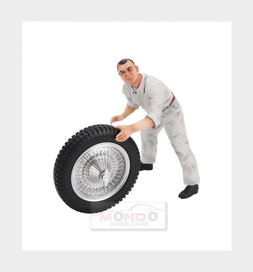 LE MANS MINIATURES LMFLM118044-D2 GEORGES, PORTEUR DE ROUE TEAM BUGATTI T59 (combination white)
