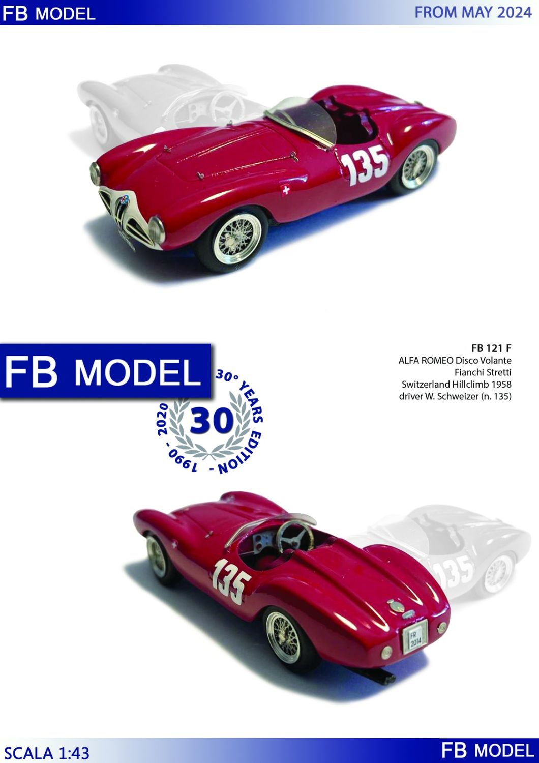 FB MODEL FBM121	ALFA ROMEO DISCO VOLANTE FIANCHI STRETTI SWITZERLAND HILLCLIMB 1958 W. SCHWEIZER #135