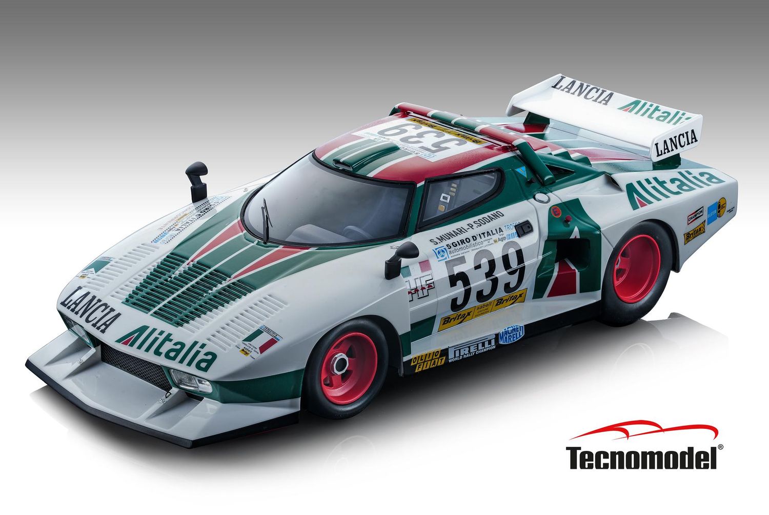TECNOMODEL TM18-258B Lancia Stratos Gruppo 5 coda lunga Giro d'Italia 1977 car #539 Alitalia - S. Munari - P. Sodano