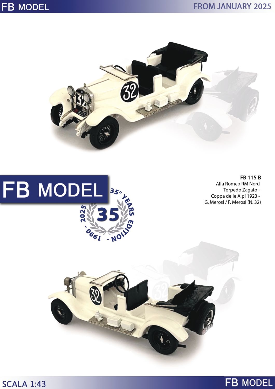 FB MODEL FBM115B Alfa Romeo RM Nord torpedo Zagato Coppa delle Alpi 1923 G.Merosi-F.Merosi #32