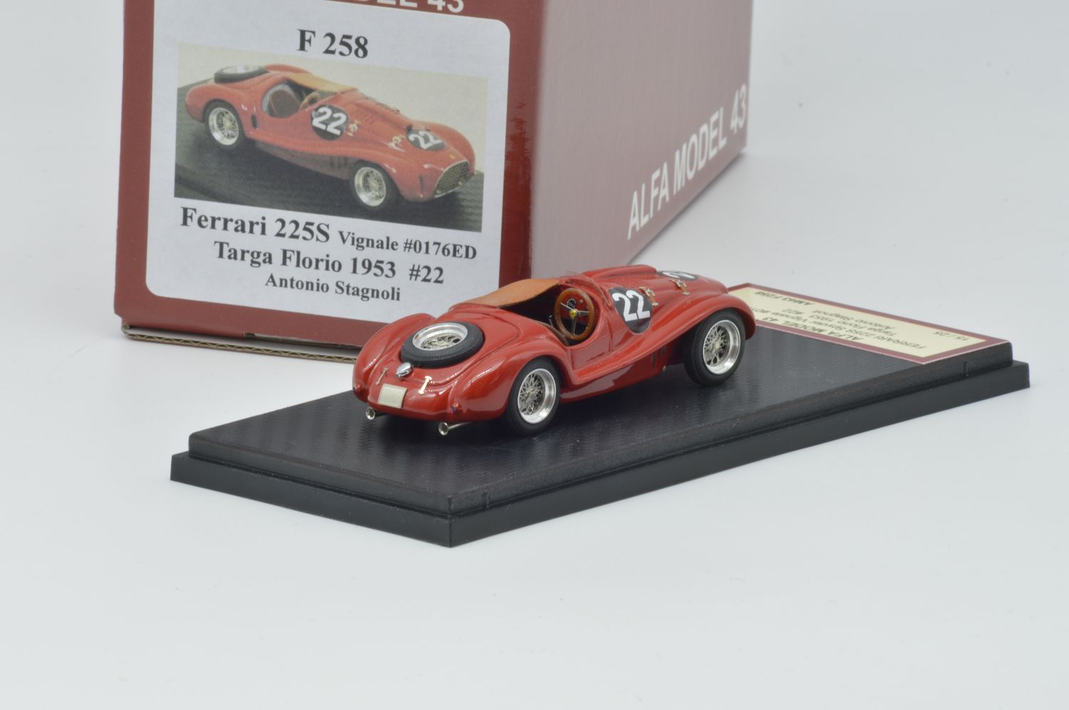 ALFA MODEL AM43F258 FERRARI 225S VIGNALE #0176ED TARGA FLORIO 1953 #22 ANTONIO STAGNOLI