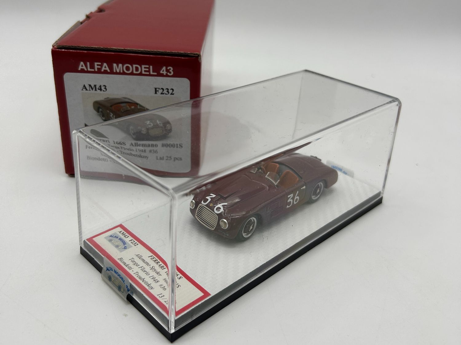 ALFA MODEL AM43F232 Ferrari 166S Allemano Spyder – Winner Targa Florio 1948 #36 – Biondetti - Troubetskoy ALFA MODEL AM43F232 Ferrari 166S Allemano Spyder – Winner Targa Florio 1948 #36 – Biondetti - Troubetskoy