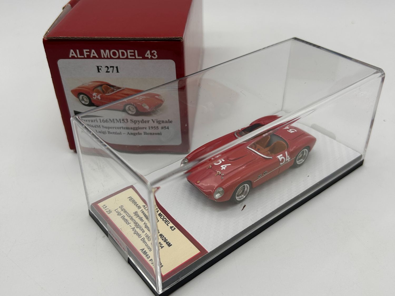 ALFA MODEL AM43F271 FERRARI 166MM 53 SPYDER VIGNALE CH0264M SJUPERCORTEMAGGIORRE 1955 N.54 BETTIOL BENZONI ALFA MODEL AM43F271 FERRARI 166MM 53 SPYDER VIGNALE CH0264M SJUPERCORTEMAGGIORRE 1955 N.54 BETTIOL BENZONI
