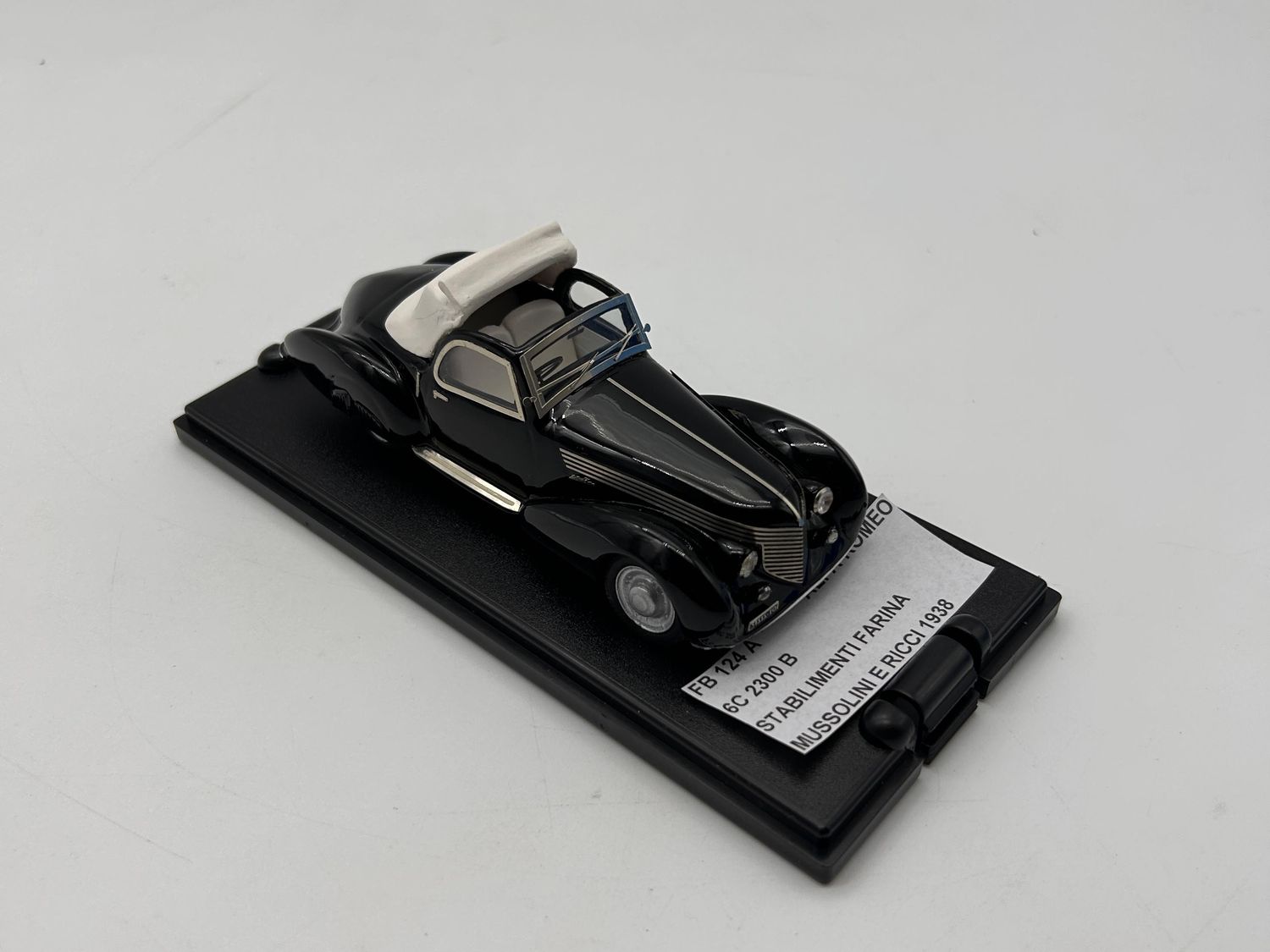 FB MODEL FBM124A ALFA ROMEO 6c 2300 B STABILIMENTI FARINA MUSSOLINI e RICCI 1938 Black FB MODEL FBM124A ALFA ROMEO 6c 2300 B STABILIMENTI FARINA MUSSOLINI e RICCI 1938 Black