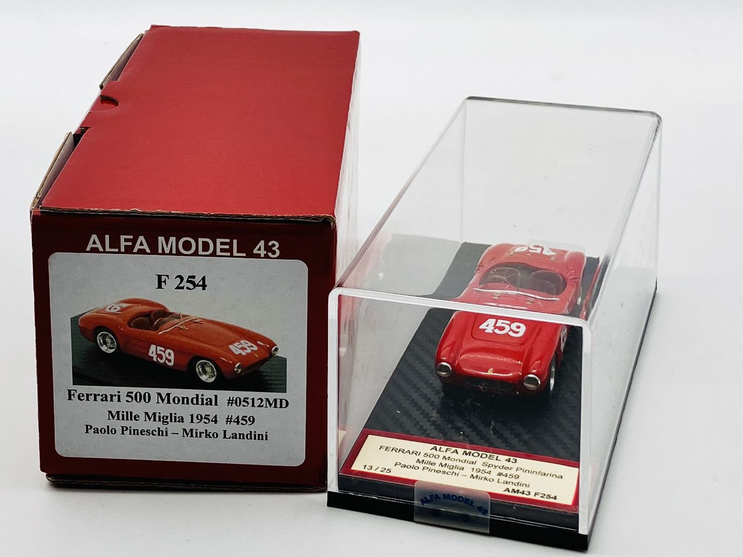 ALFA MODEL AM43F254 FERRARI 500 MONDIAL N.0512MD MILLE MIGLIA 1954 N.459 PINESCHI - LANDIN ALFA MODEL AM43F254 FERRARI 500 MONDIAL N.0512MD MILLE MIGLIA 1954 N.459 PINESCHI - LANDIN