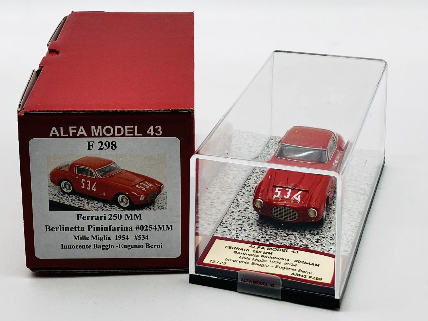 ALFA MODEL AM43F298 FERRARI 250 MM BERLINETTA PININFARINE N.0254MM MILLE MIGLIA 1954 N.534 BAGGIO - BERNI ALFA MODEL AM43F298 FERRARI 250 MM BERLINETTA PININFARINE N.0254MM MILLE MIGLIA 1954 N.534 BAGGIO - BERNI