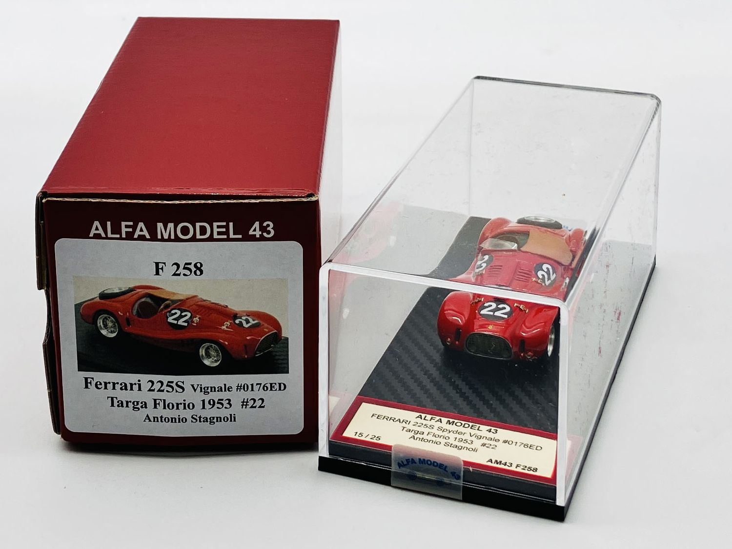 ALFA MODEL AM43F258 FERRARI 225S VIGNALE #0176ED TARGA FLORIO 1953 #22 ANTONIO STAGNOLI ALFA MODEL AM43F258 FERRARI 225S VIGNALE #0176ED TARGA FLORIO 1953 #22 ANTONIO STAGNOLI