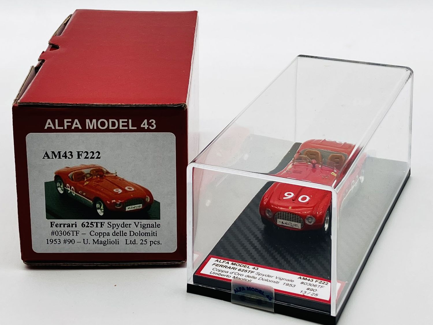 ALFA MODEL AM43F222 Ferrari 625TF Spyder Vignale #0306TF Coppa delle Dolomiti 1953 #90 – U. Maglioli ALFA MODEL AM43F222 Ferrari 625TF Spyder Vignale #0306TF Coppa delle Dolomiti 1953 #90 – U. Maglioli