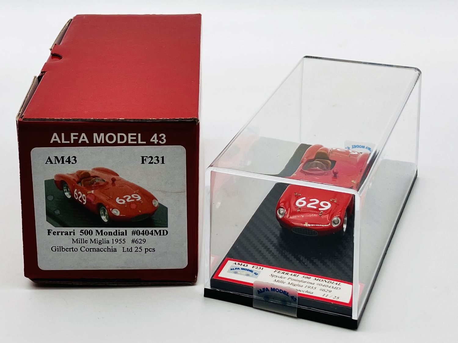 ALFA MODEL AM43F231 FERRARI 500 MONDIAL #0404MD SPYDER PININFARINA – MILLE MIGLIA 1955 #629 G. CORNACCHIA ALFA MODEL AM43F231 FERRARI 500 MONDIAL #0404MD SPYDER PININFARINA – MILLE MIGLIA 1955 #629 G. CORNACCHIA
