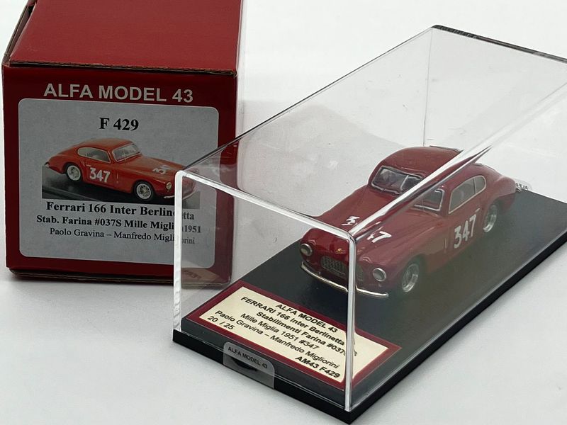 ALFA MODEL AM43F429 - Ferrari 166 Inter Berlinetta Stab. Farina n.037S Mille Miglia 1951 Gravina-Migliorini