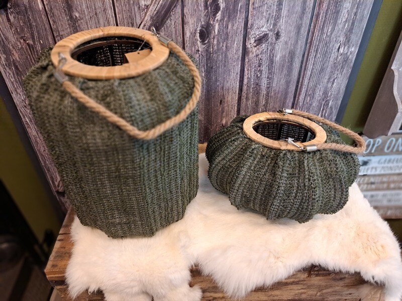 Lantaarn jute groen groot