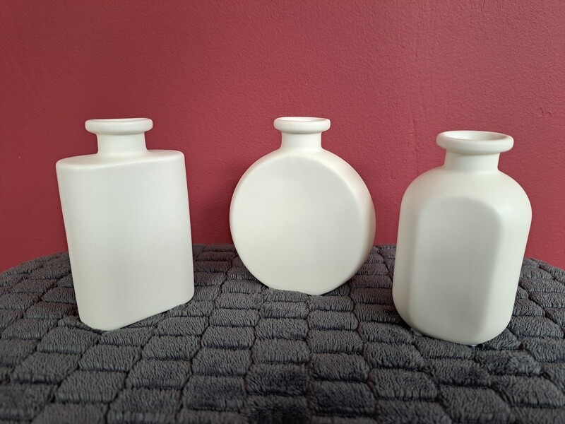 Set van 3 vaasjes wit