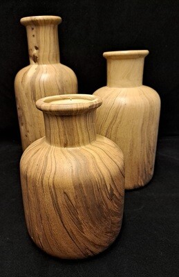 Set van 3 houtlook vazen