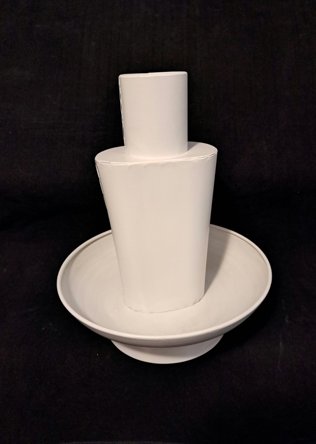 Set off white metalen schaal en vaas