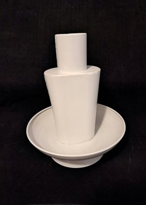 Set off white metalen schaal en vaas