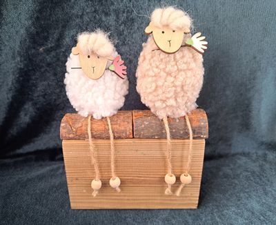 Set schaapjes met bungelbeentjes bruin-wit