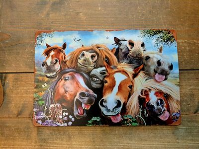 Tekstbord vrolijke paarden