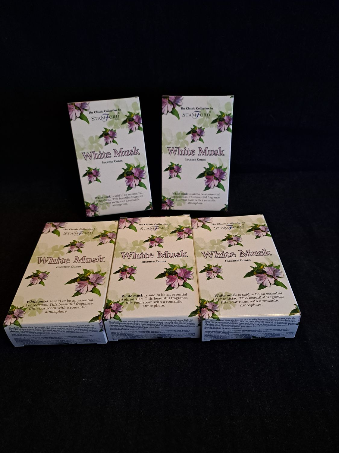5 doosjes wierook kegels white musk