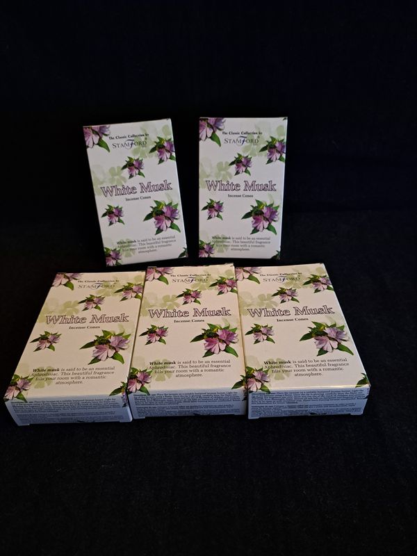 5 doosjes wierook kegels white musk