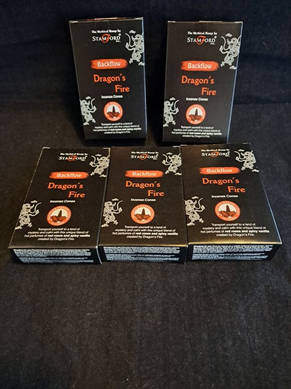 5 doosjes wierook kegels backflow Dragon's Fire