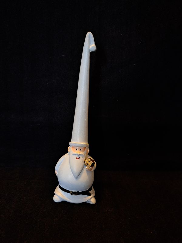 Kerstman met lange muts wit klein