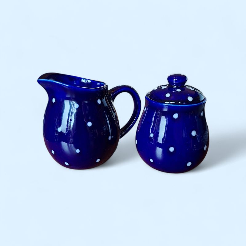 Roomsetje donkerblauw met stippen