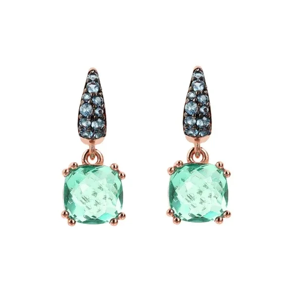 Boucles d'Oreilles Pendantes avec Pierre Prisma Gem et Pavé