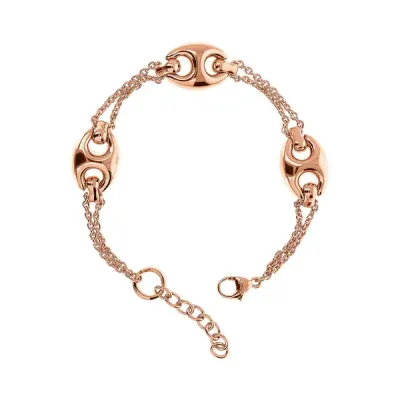Bracelet Rolo double chaîne avec maillons marins brillants