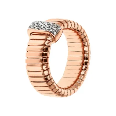 Bague Tubogas avec pavé de zircones cubiques