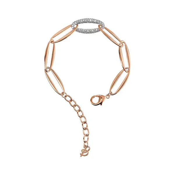 Bracelet à maillons marquise et élément pavé de zircones cubiques