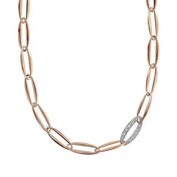 Collier ras du cou à maillons marquise et élément pavé de zircones cubiques
