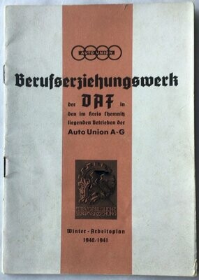 Arbeitsplan des Berufserziehungswerkes der DAF Winter 1940 / 1941